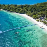An aerial view of coral island in Phuket's magnificent pier.