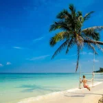koh phangan in phuket as seen from the beach looking out into the andaman sea