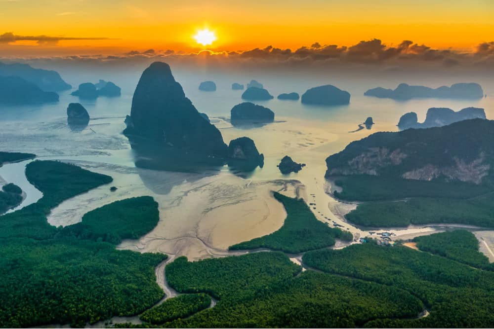 Phang Nga Bay, Thailand at sunrise