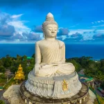 Big Buddha statue, Phuket, Thailand with a panoramic view