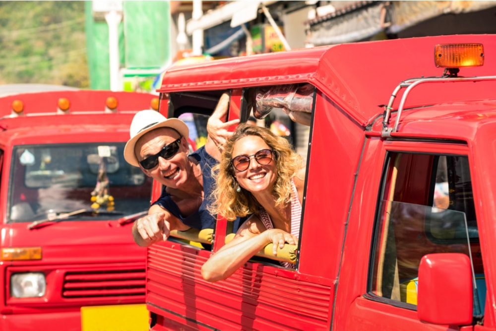 Tourists in tuk-tuk