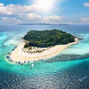 bamboo island as seen from drone