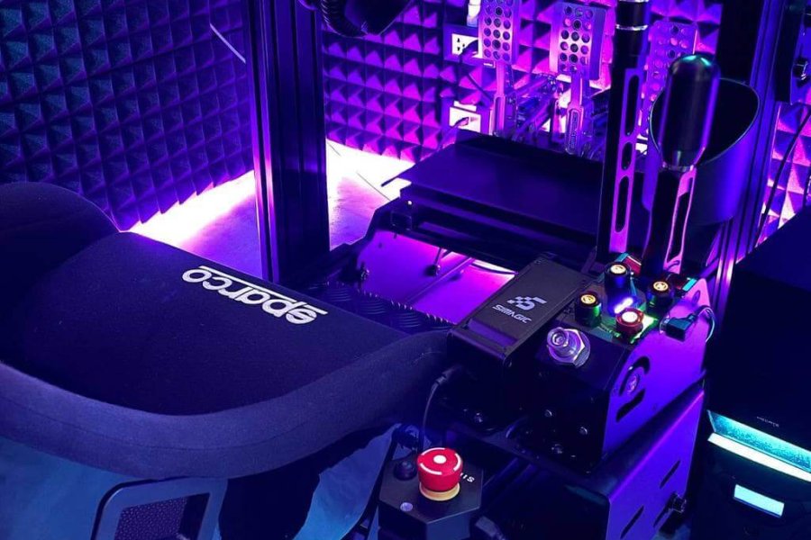The race simulator in the simulation room at Soho Phuket