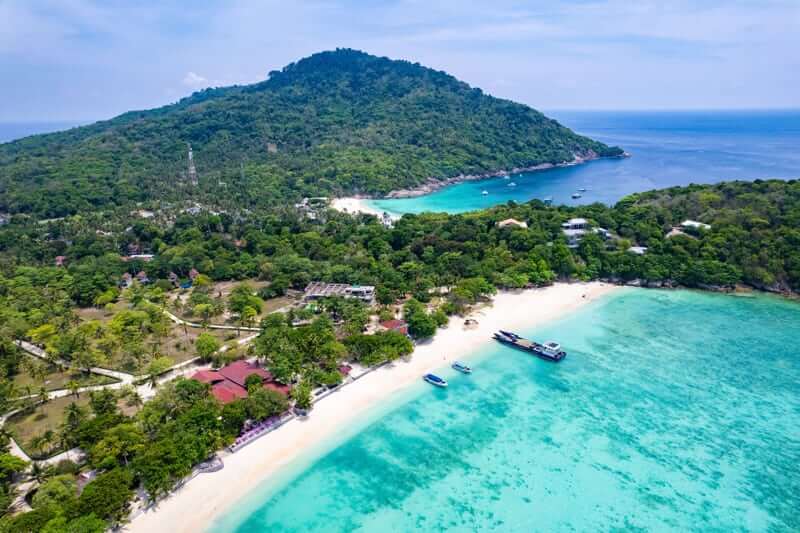 The View of Koh Racha Yai as seen from the ocean looking directly towards the beach
