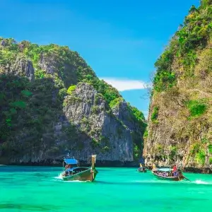 Landscape of Pileh Lagoon in Phi Phi Leh Island